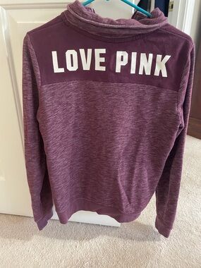 PINK Victoria's Secret Heathered Maroon Quarter-Zip Pullover